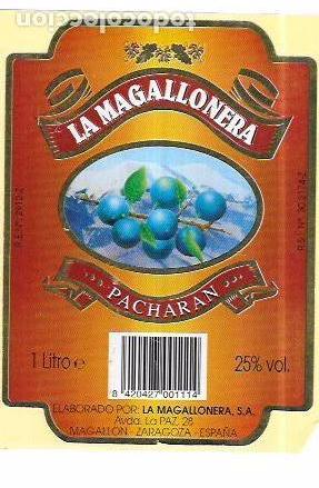 Old Labels: ETIQUETA DE PACHARAN. LA MAGALLONERA. MAGALL&Oacute;N. ZARAGOZA.