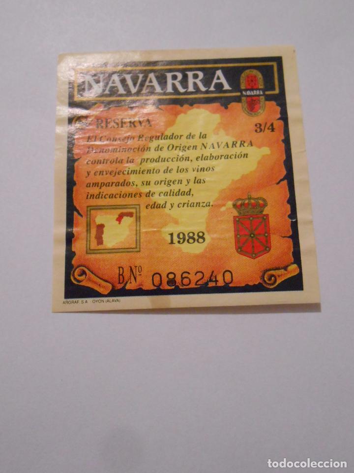 Etichette antiche: ETIQUETA CONSEJO REGULADOR DENOMINACION DE ORIGEN NAVARRA. 1988. TDKP8