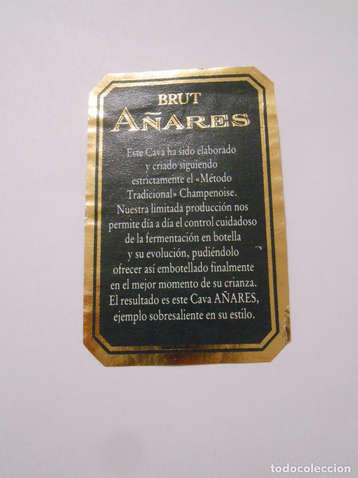 Etichette antiche: CONTRA ETIQUETA CONTRAETIQUETA. BOTELLA CHAMPAGNE BRUT A&Ntilde;ARES. TDKP8