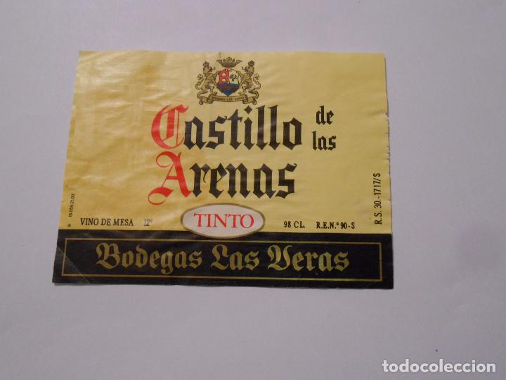 Etiquetas antiguas: ETIQUETA CASTILLO DE LAS ARENAS. VINO TINTO DE MESA. BODEGAS LAS VERAS. TDKP8