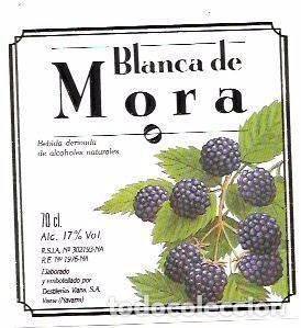 Old Labels: ETIQUETA DE BLANCA DE MORA. DESTILER&Iacute;AS VIANA, S.A. VIANA (NAVARRA).