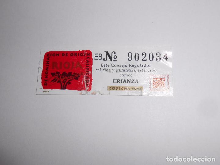 Etichette antiche: ETIQUETA GARANTIA VINO DENOMINACION ORIGEN CALIFICADA RIOJA. CONSEJO REGULADOR CRIANZA 1994. TDKP8