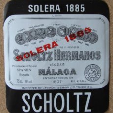 Etiquetas antiguas: ETIQUETA DE VINO DE SCHOLTZ HERMANOS MALAGA. Lote 63288000