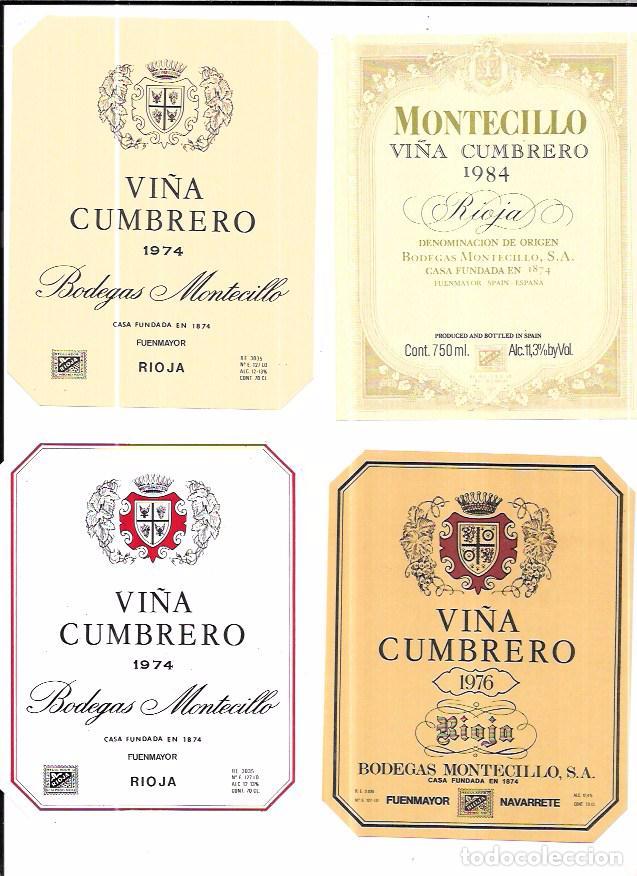 Etiquetas antiguas: LOTE DE 20 ETIQUETAS DIFERENTES DE BODEGAS MONTECILLO. - Foto 2