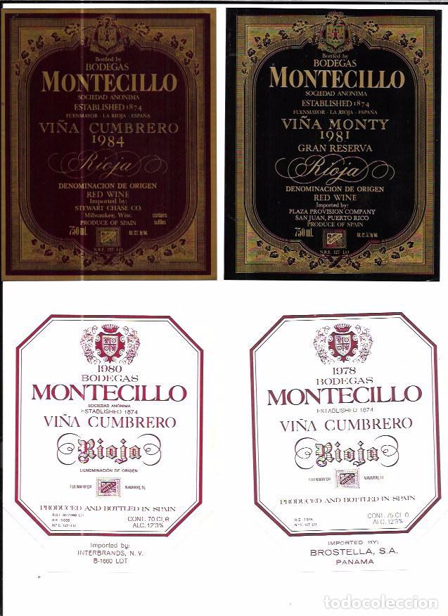 Etiquetas antiguas: LOTE DE 20 ETIQUETAS DIFERENTES DE BODEGAS MONTECILLO. - Foto 3