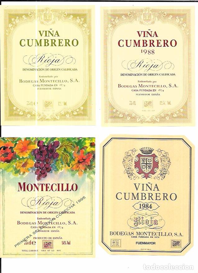 Etiquetas antiguas: LOTE DE 20 ETIQUETAS DIFERENTES DE BODEGAS MONTECILLO. - Foto 1
