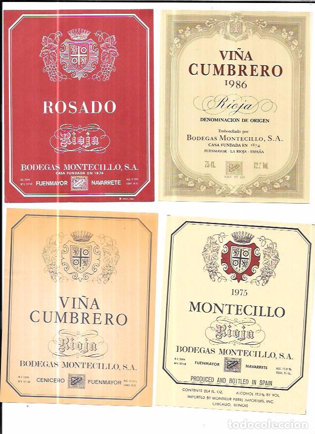 Etiquetas antiguas: LOTE DE 20 ETIQUETAS DIFERENTES DE BODEGAS MONTECILLO. - Foto 2