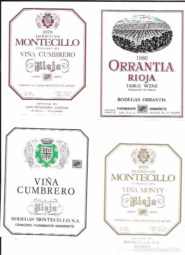 Etiquetas antiguas: LOTE DE 20 ETIQUETAS DIFERENTES DE BODEGAS MONTECILLO. - Foto 3