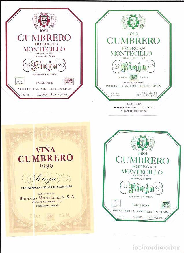 Etiquetas antiguas: LOTE DE 20 ETIQUETAS DIFERENTES DE BODEGAS MONTECILLO. - Foto 4