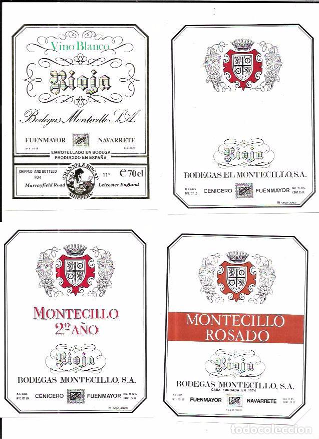 Etiquetas antiguas: LOTE DE 20 ETIQUETAS DIFERENTES DE BODEGAS MONTECILLO. - Foto 1