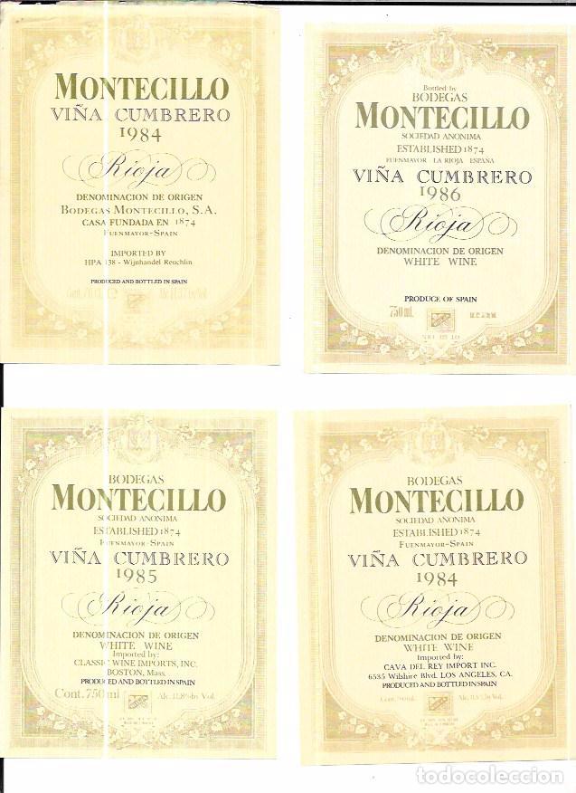 Etiquetas antiguas: LOTE DE 20 ETIQUETAS DIFERENTES DE BODEGAS MONTECILLO. - Foto 3