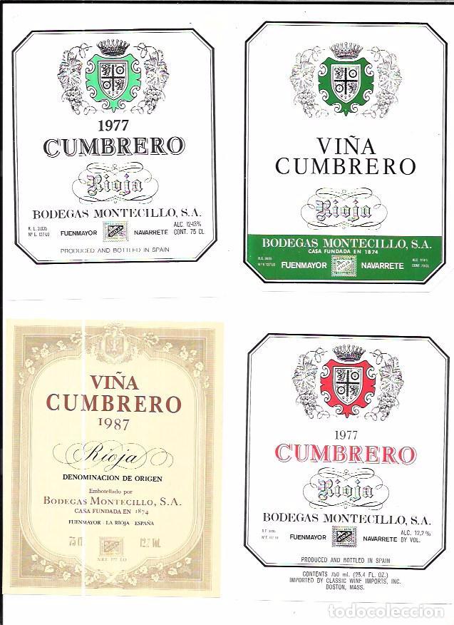 Etiquetas antiguas: LOTE DE 20 ETIQUETAS DIFERENTES DE BODEGAS MONTECILLO. - Foto 4