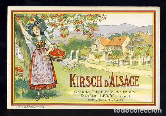 Old Labels: Etiqueta de licor: Kirsch d'Alsace. Cerezas, ocas