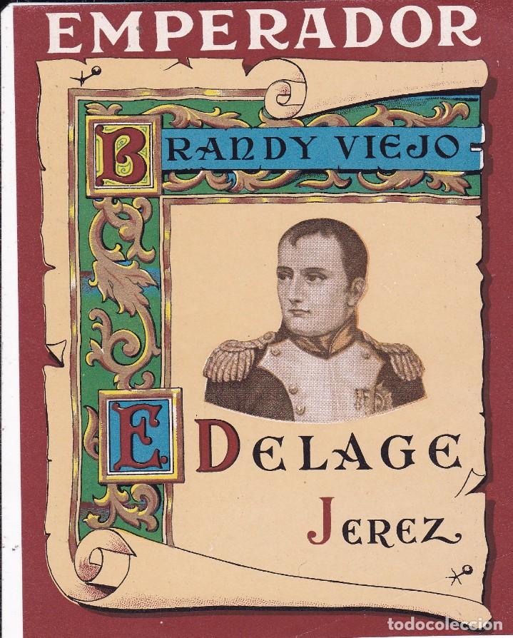 Etiquetas antiguas: Emperador Brandy E.Delage Jerez principios siglo XX