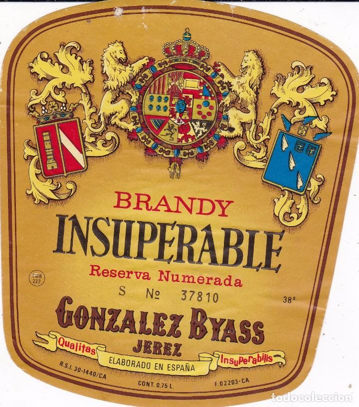 Etiquetas antiguas: Brandy Insuperable Gonzalez Byass Jerez