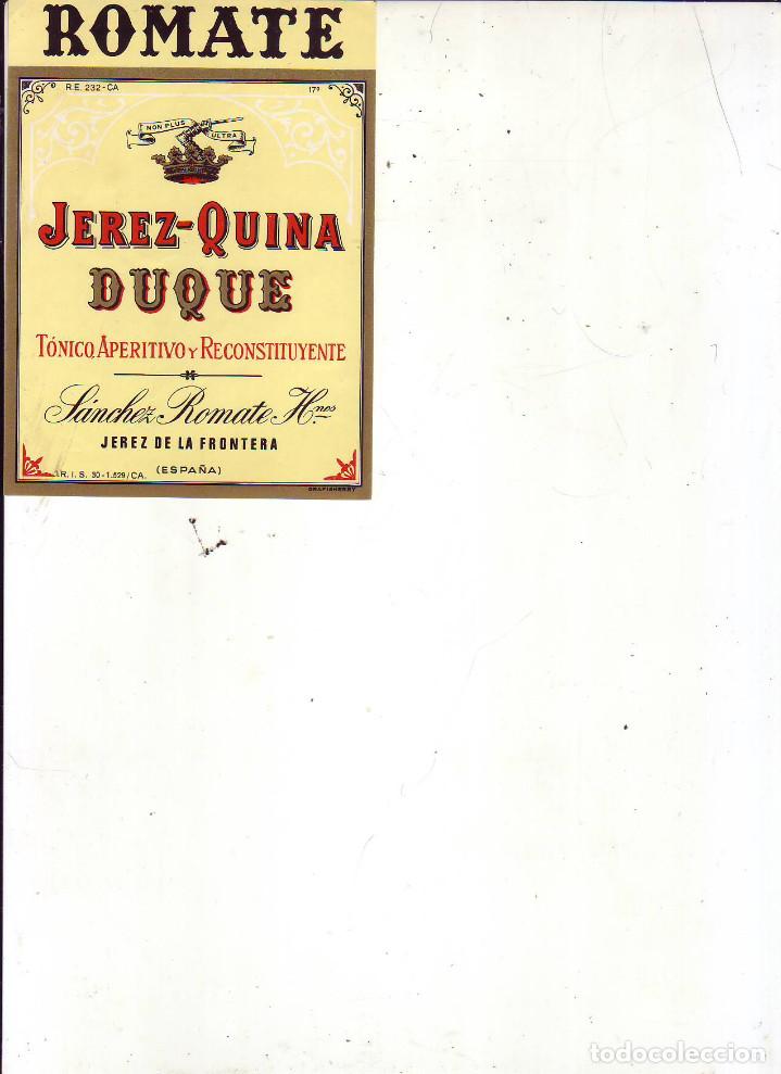 Etiquetas antiguas: romate -jerez-quina  duque