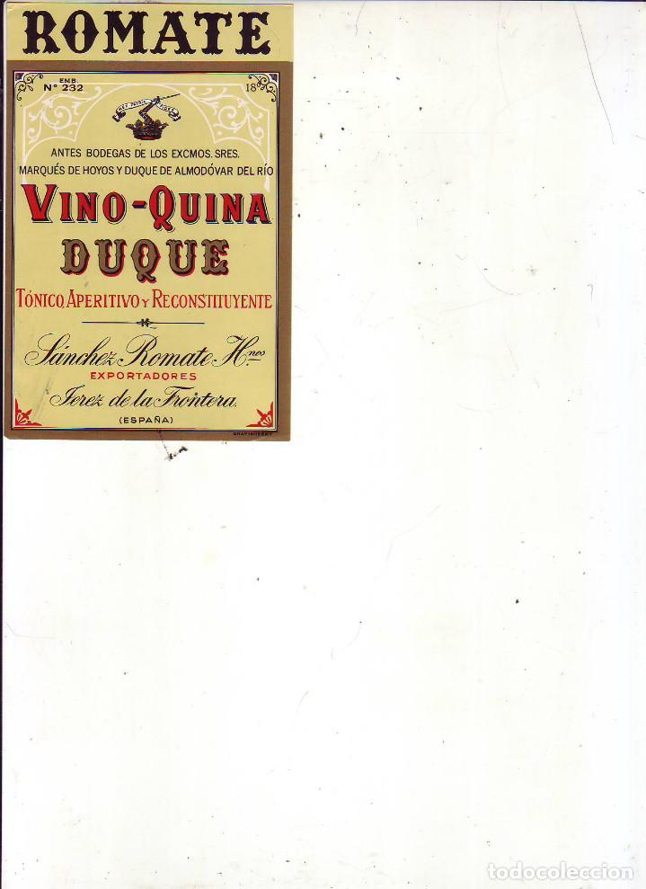 Etiquetas antiguas: romate -vino-quina  duque