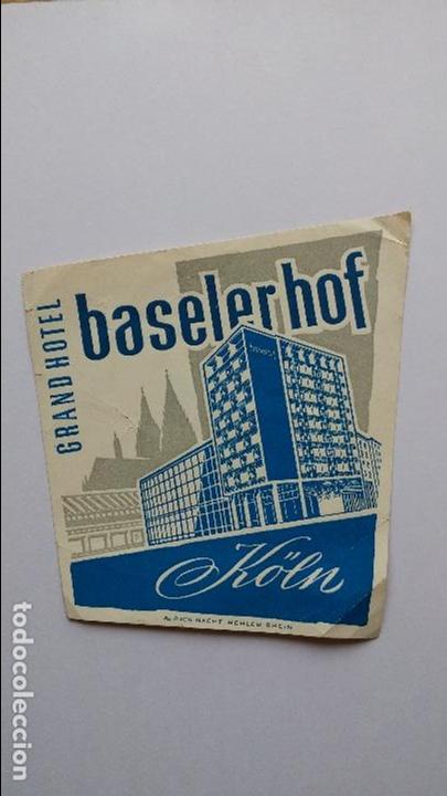Etiquetas antiguas: Etiqueta de hotel baselerhof, koln