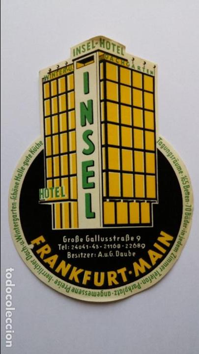 Etiquetas antiguas: Etiqueta de hotel insel ,frankfurt main, alemania