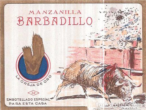 Alte Etiketten: ETIQUETA DE MANZANILLA BARBADILLO. LA OREJA DE ORO.