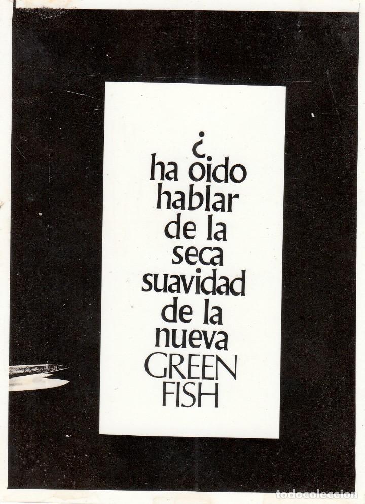 Etiquetas antiguas: 3 fotolitos de la marca de Ginebra Green-Fish.