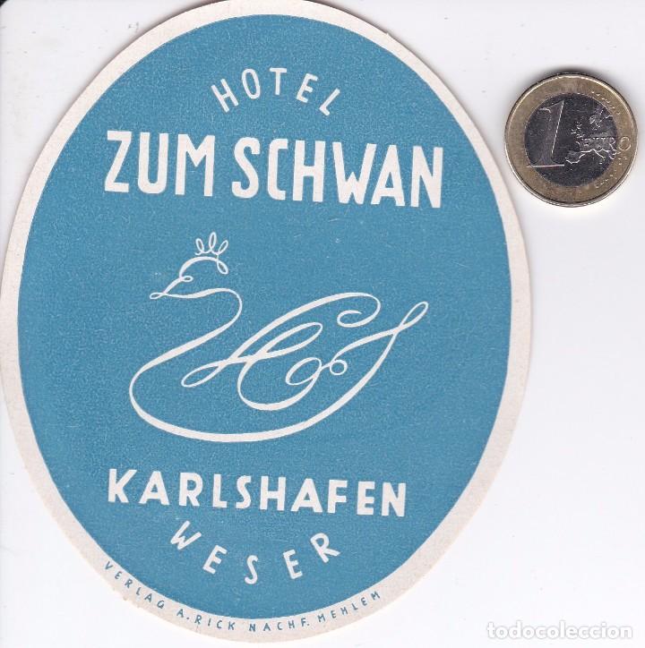 Etiquetas antiguas: ETIQUETA DEL HOTEL ZUM SCHWAN DE KARLSHAFEN EN ALEMANIA (GERMANY)
