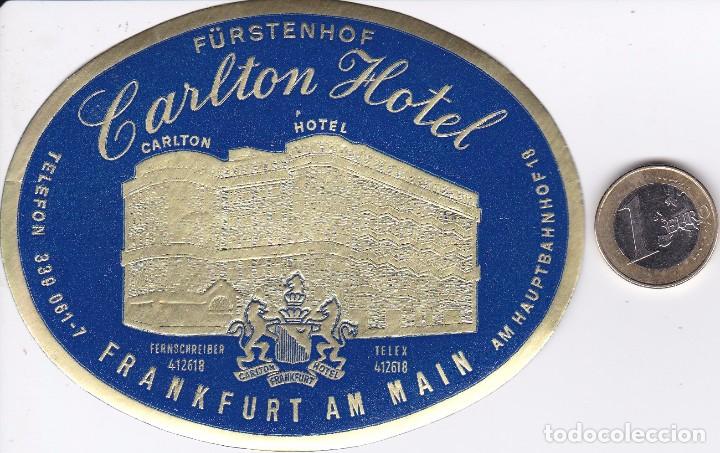 Etiquetas antiguas: ETIQUETA DEL HOTEL CARLTON DE FRANKFURT EN ALEMANIA (GERMANY)