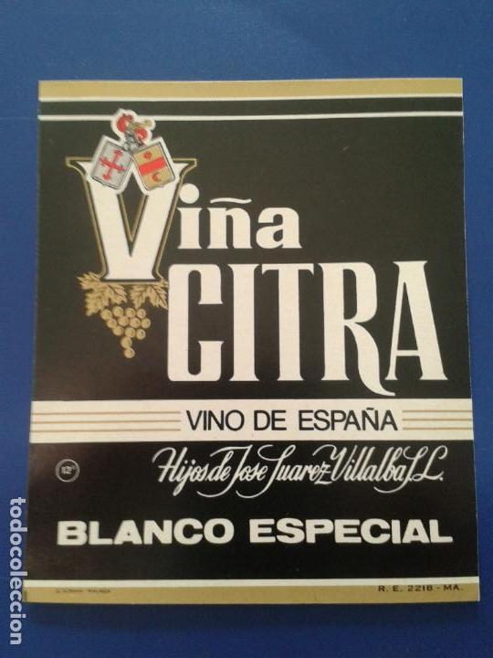 Etiquetas antiguas: ETIQUETA DE VINO MALAGA HIJOS DE JOSE SUAREZ VILLALBA , VI&Ntilde;A CITRA BLANCO ESPECIAL