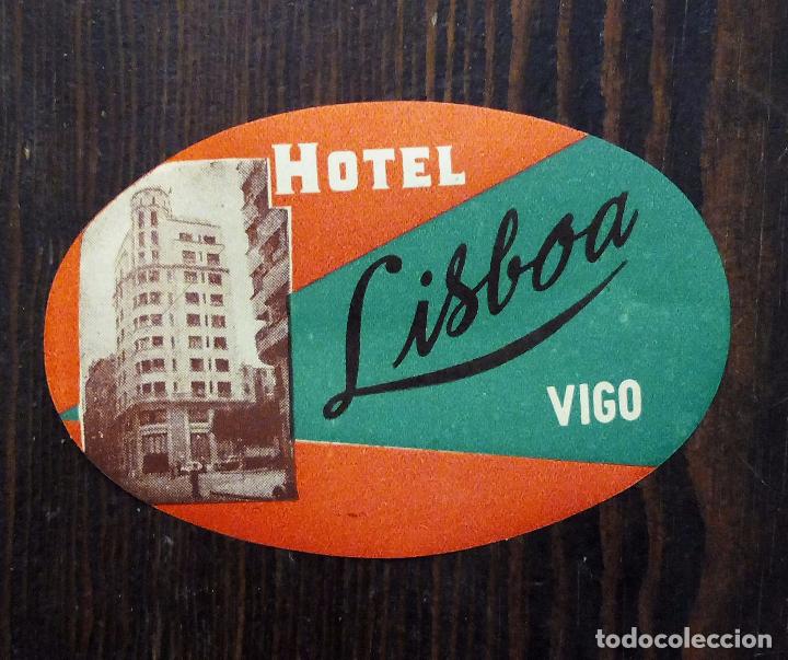 Etiquetas antiguas: ANTIGUA ETIQUETA - PEGATINA PARA MALETAS HOTEL LISBOA - VIGO.