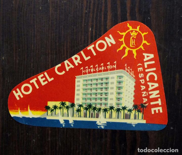 Etiquetas antiguas: ANTIGUA ETIQUETA - PEGATINA PARA MALETAS HOTEL CARLTON - ALICANTE.
