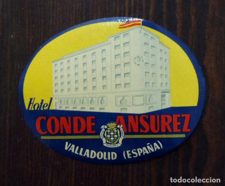 Etiquetas antiguas: ANTIGUA ETIQUETA - PEGATINA PARA MALETAS HOTEL CONDE ANSUREZ - VALLADOLID.