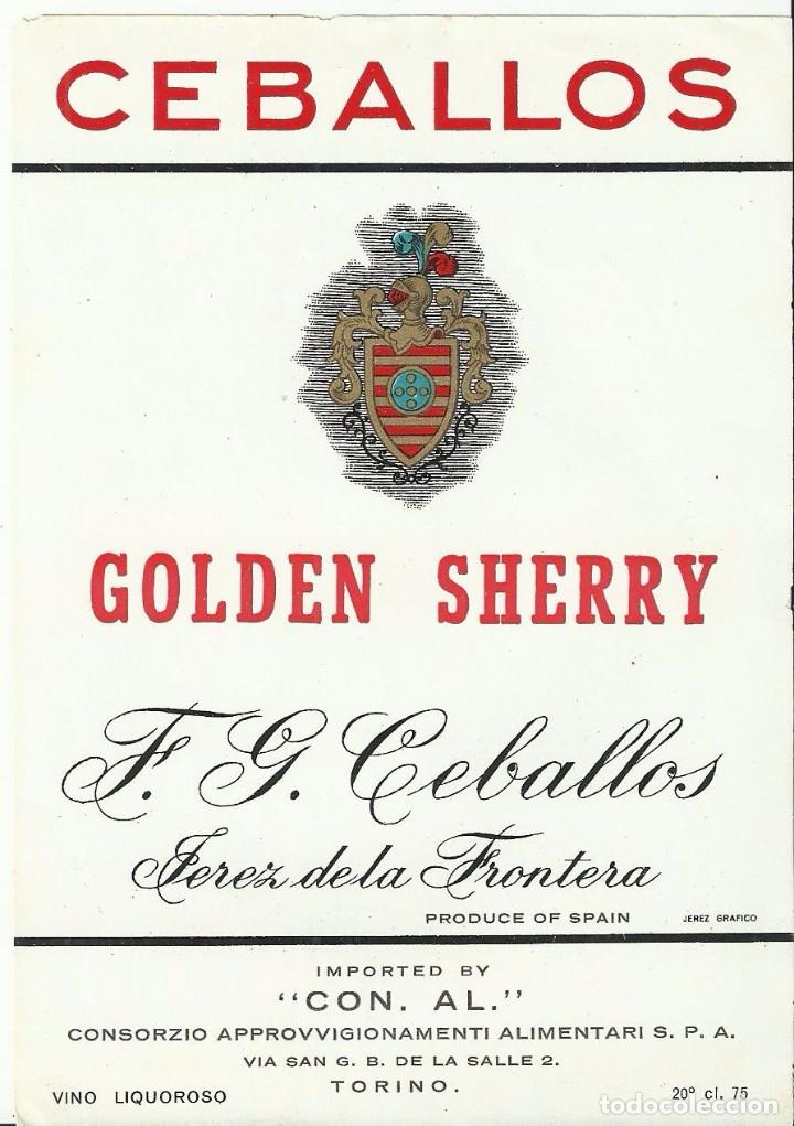 Etiquetas antiguas: Etiqueta vino F.G.Ceballos.Jerez.