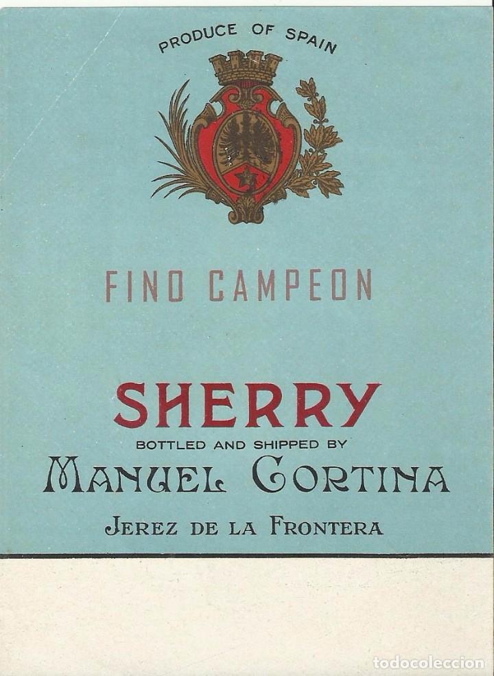Etiquetas antiguas: Etiqueta vino Manuel Cortina.Jerez.