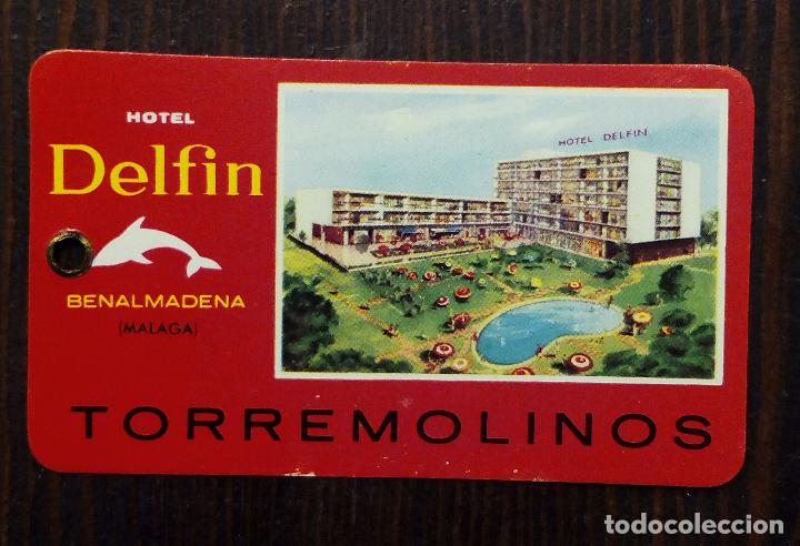 Etiquetas antiguas: ANTIGUA ETIQUETA PARA MALETAS HOTEL DELF&Iacute;N - TORREMOLINOS - BENALM&Aacute;DENA - M&Aacute;LAGA.