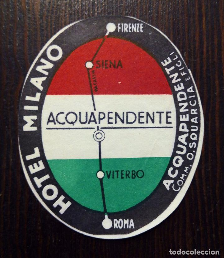 Etiquetas antiguas: ANTIGUA ETIQUETA - PEGATINA PARA MALETAS HOTEL MILANO - ROMA.