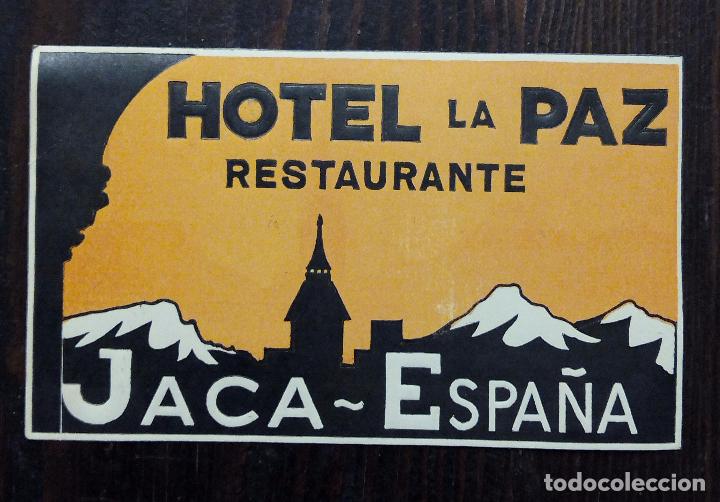 Etiquetas antiguas: ANTIGUA ETIQUETA - PEGATINA PARA MALETAS HOTEL LA PAZ - JACA - ESPA&Ntilde;A.