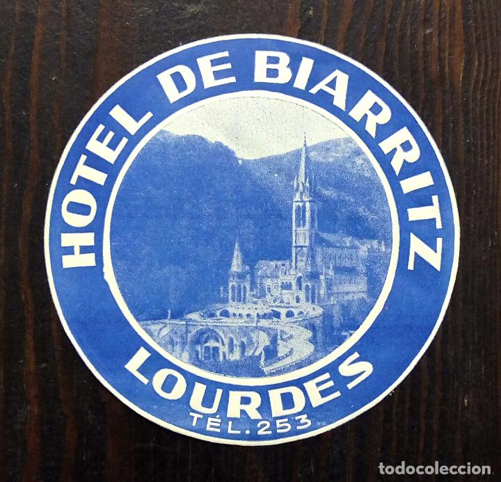Etiquetas antiguas: ANTIGUA ETIQUETA - PEGATINA PARA MALETAS HOTEL DE BIARRITZ - LOURDES.