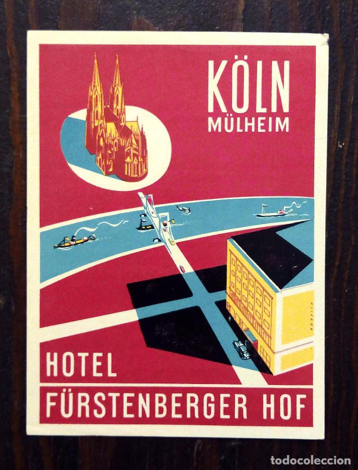 Etiquetas antiguas: ANTIGUA ETIQUETA - PEGATINA PARA MALETAS HOTEL F&Uuml;RSTENBERGER HOF - K&Ouml;LN-M&Uuml;LHEIM.