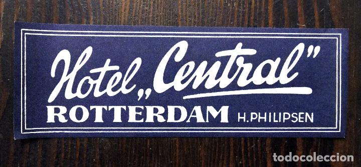 Etiquetas antiguas: ANTIGUA ETIQUETA - PEGATINA PARA MALETAS HOTEL CENTRAL - ROTTERDAM.