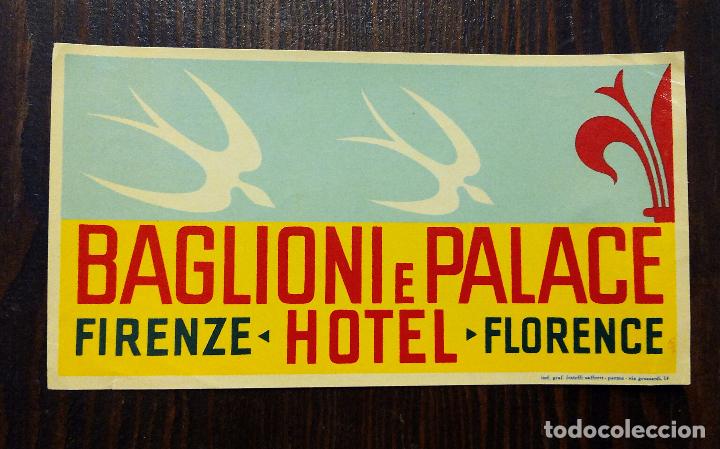 Etiquetas antiguas: ANTIGUA ETIQUETA - PEGATINA PARA MALETAS HOTEL MODERNO - VALLADOLID.BAGLIONI E PALACE HOTEL-FIRENZE.