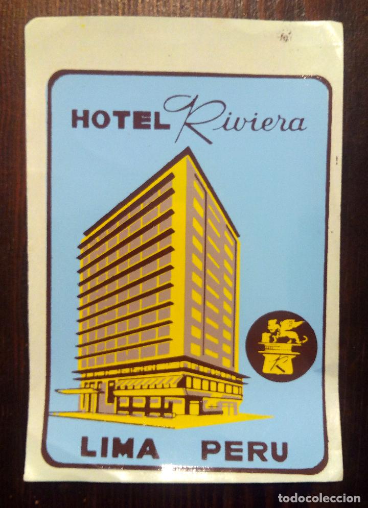 Etiquetas antiguas: ANTIGUA ETIQUETA - PEGATINA PARA MALETAS HOTEL RIVIERA - LIMA-PER&Uacute;.