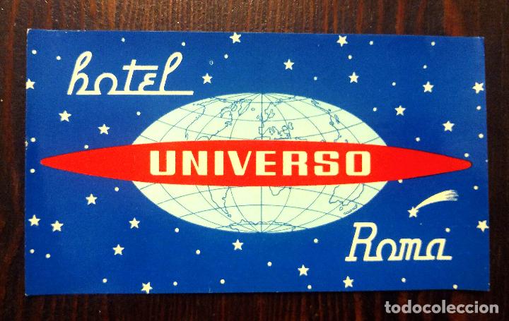 Etiquetas antiguas: ANTIGUA ETIQUETA - PEGATINA PARA MALETAS HOTEL UNIVERSO - ROMA.
