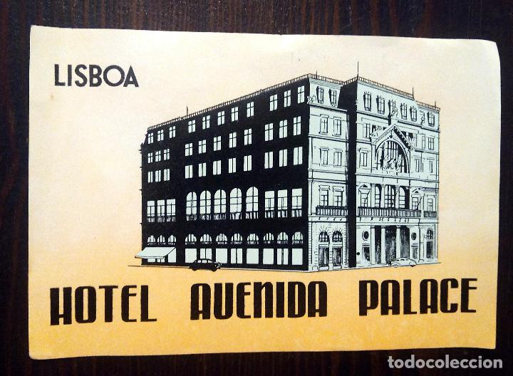 Etiquetas antiguas: ANTIGUA ETIQUETA - PEGATINA PARA MALETAS HOTEL AVENIDA PALACE - LISBOA - 16' 5 CM X 11 CM.