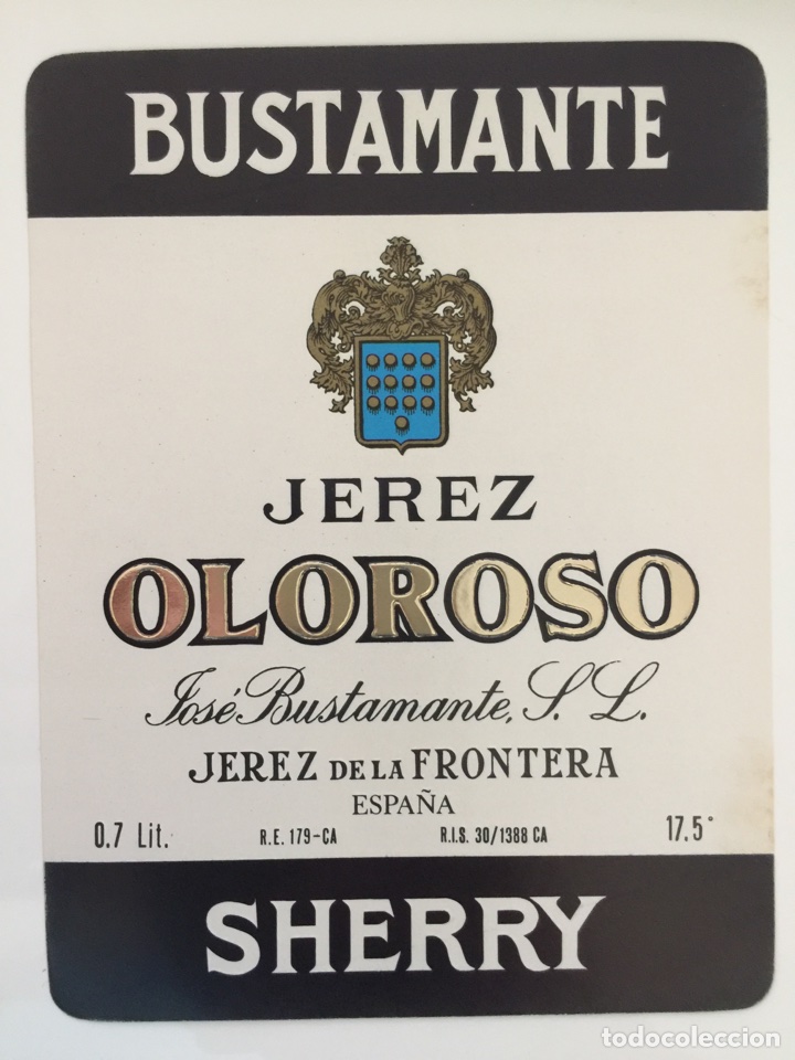 Alte Etiketten: Etiqueta de vino Bustamante - Jerez Oloroso - Bodegas Jos&eacute; Bustamante - Jerez