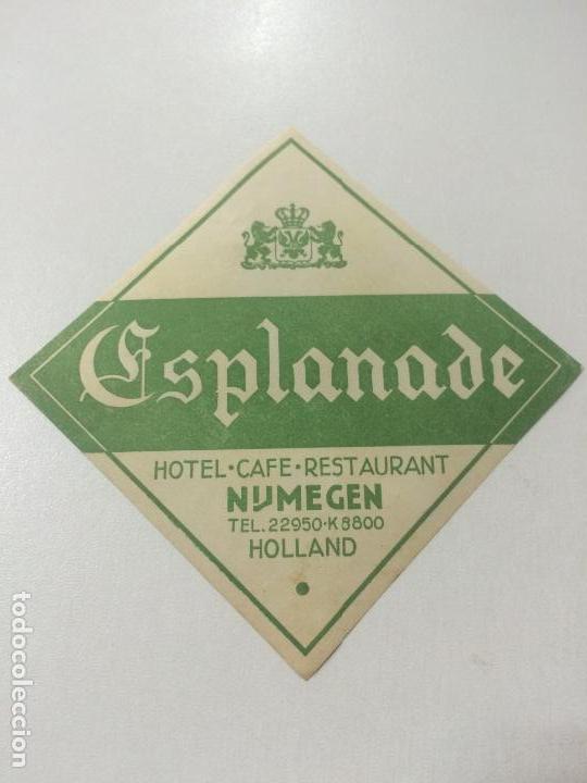 Etiquetas antiguas: ETIQUETA HOTEL ESPLANADE NIJMEGEN HOLANDA, LUGGAGE LABEL.