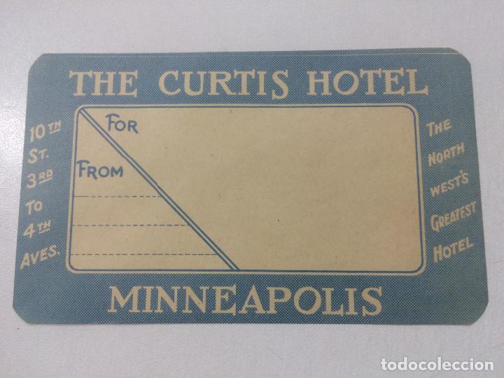 Etiquetas antiguas: ETIQUETA THE CURTIS HOTEL, MINNEAPOLIS ESTADOS UNIDOS, LUGGAGE LABEL.