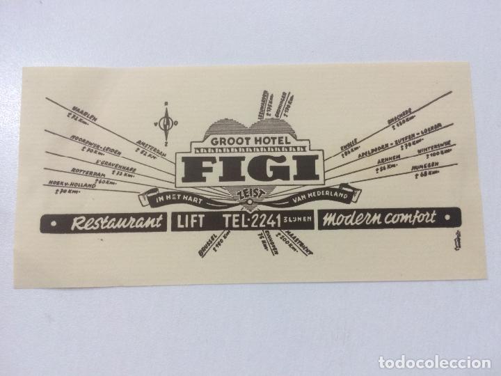 Etiquetas antiguas: ETIQUETA GROOT HOTEL FIGI ZEIST HOLANDA, LUGGAGE LABEL.