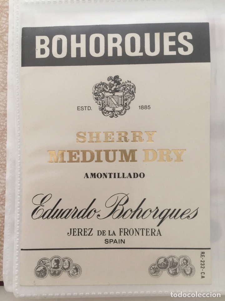 Alte Etiketten: Etiqueta de Vino Bohorques - Sherry Medium Dry Amontillado - Bodegas Eduardo Bohorques - Jerez