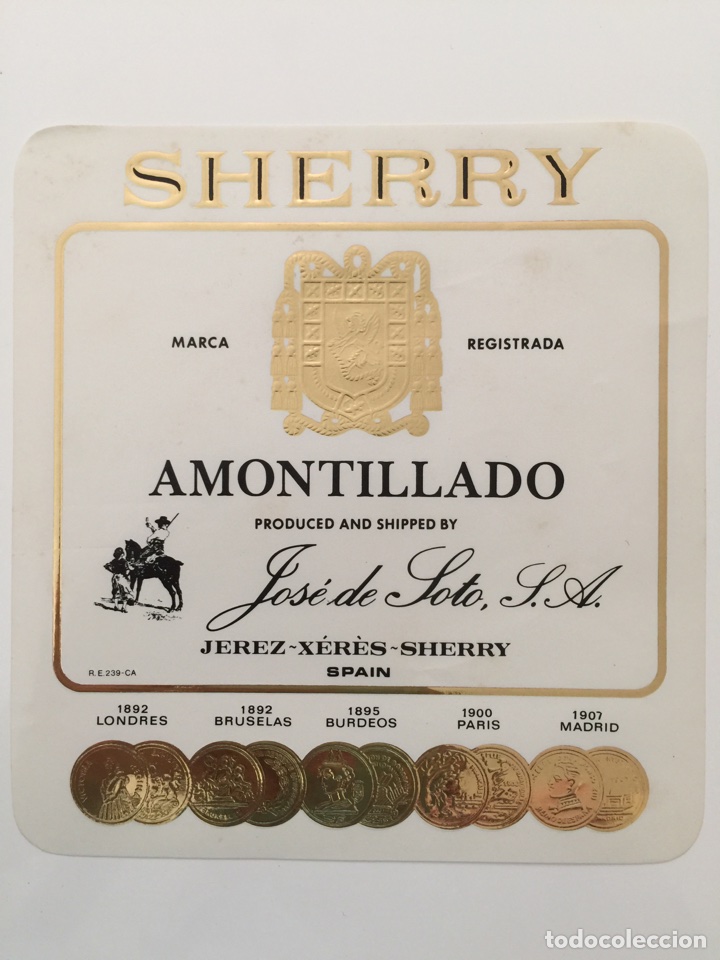 Alte Etiketten: Etiqueta de Vino Jose de Soto - Amontillado- Bodegas Jos&eacute; De Soto - Jerez X&eacute;r&egrave;s Sherry