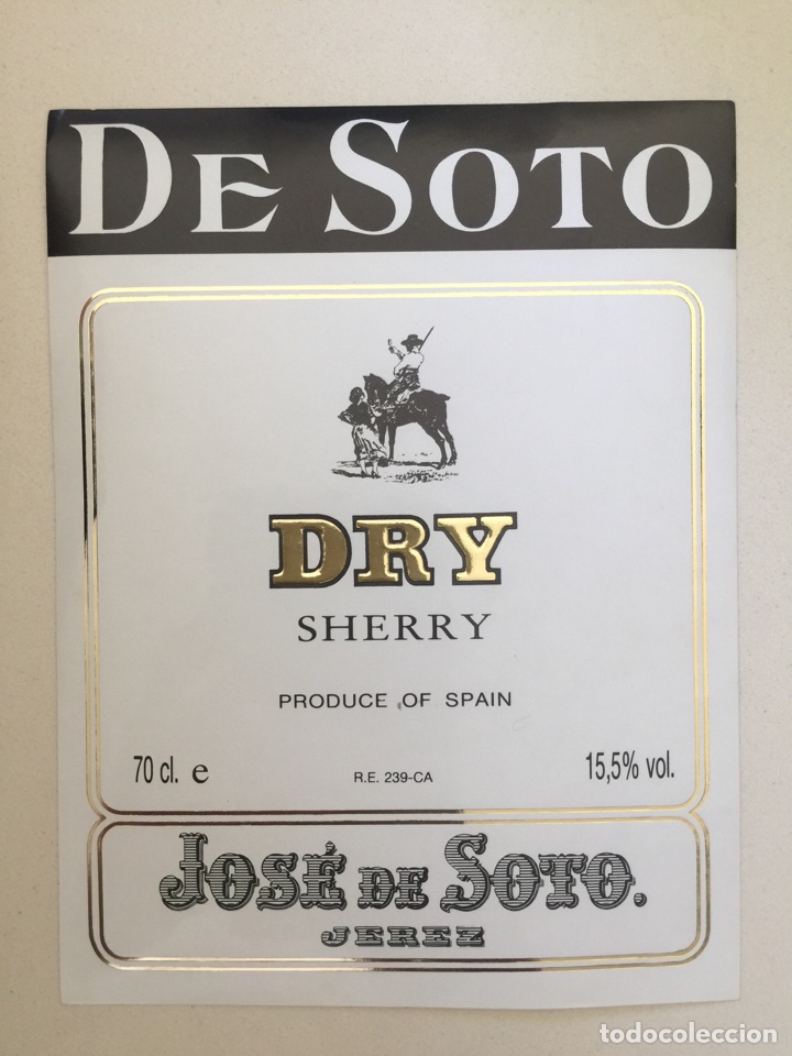 Alte Etiketten: Etiqueta de Vino De Soto - Dry Sherry - Bodegas Jos&eacute; De Soto - Jerez X&eacute;r&egrave;s Sherry